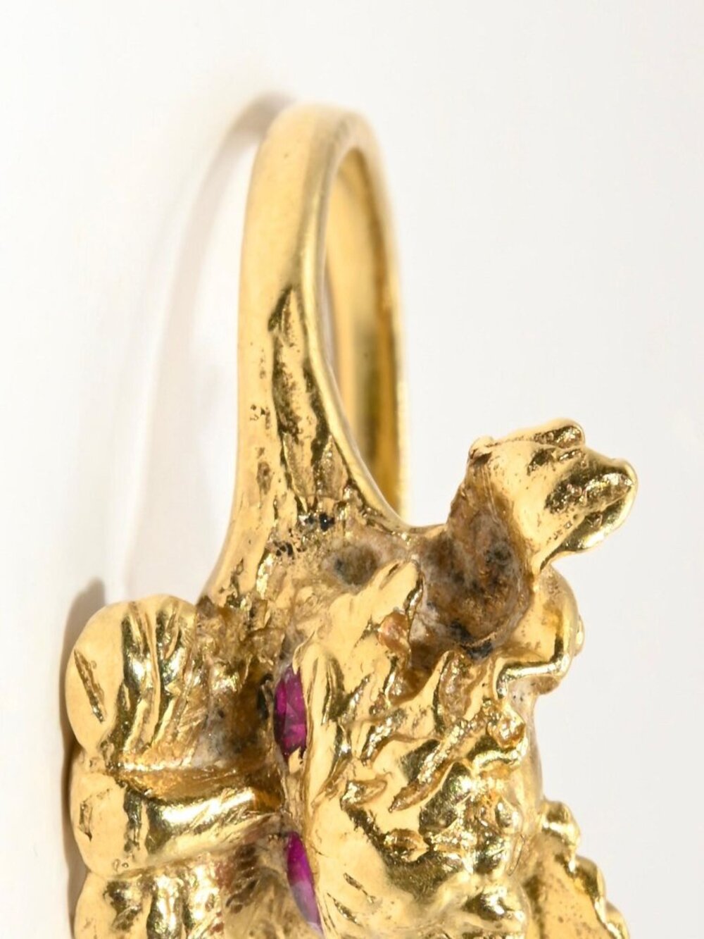 Vintage 14K Gold Scottie Dog Gemstone Jewelry Ring